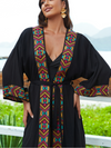 Women's Beach Casual Sunny Days Embroidered Belt Kimono Dress