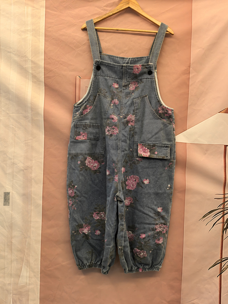 Hey Women's Denim High Waist Loose Baggy Dungarees