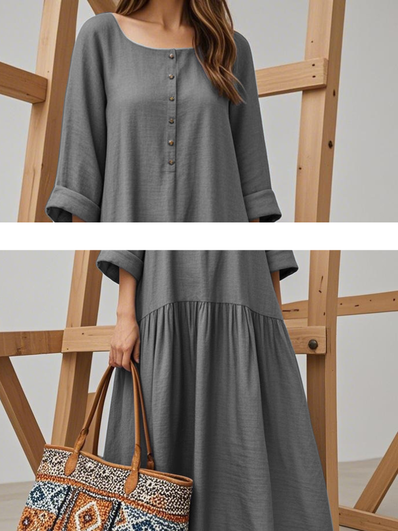 Women's  Summer Beautiful Party Wear Retro Button A-line Dress