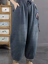Women's Plus Size Comfortable Patch Denim Harem Bottom