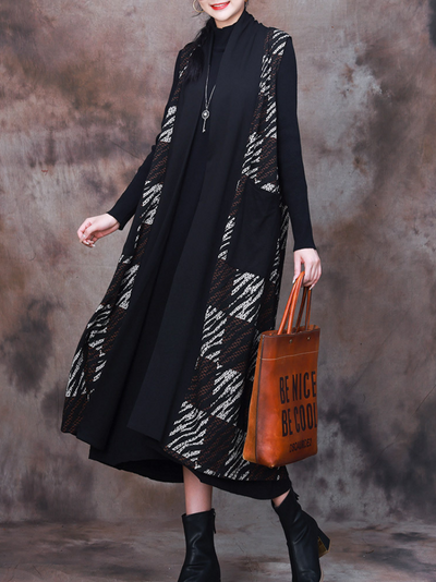 Modern Comfort Women's Printed Plaid Long Cardigan