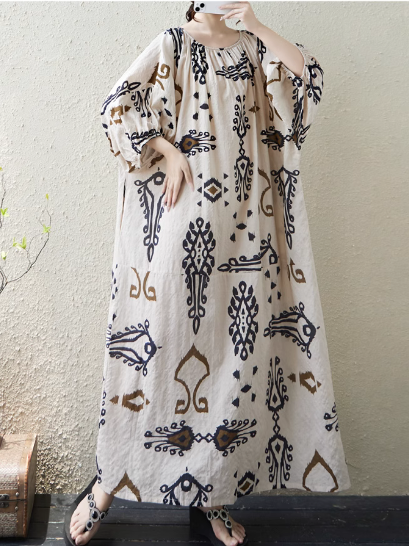 Women's Beautiful Ethnic Style Printed Kaftan Dress - Eva Trends