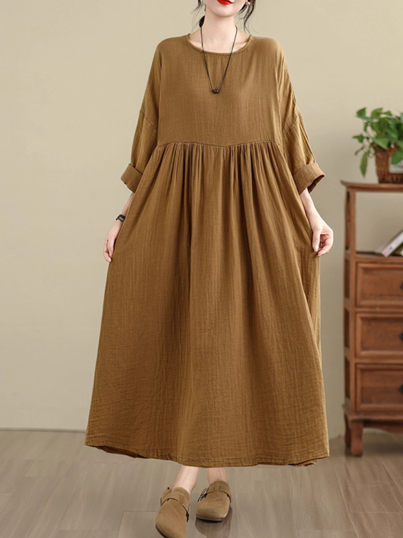 Women's Crew Neck  Smock Dress