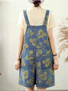 Women's Summer Cool Strap Button Up Printed  Overall Dungaree