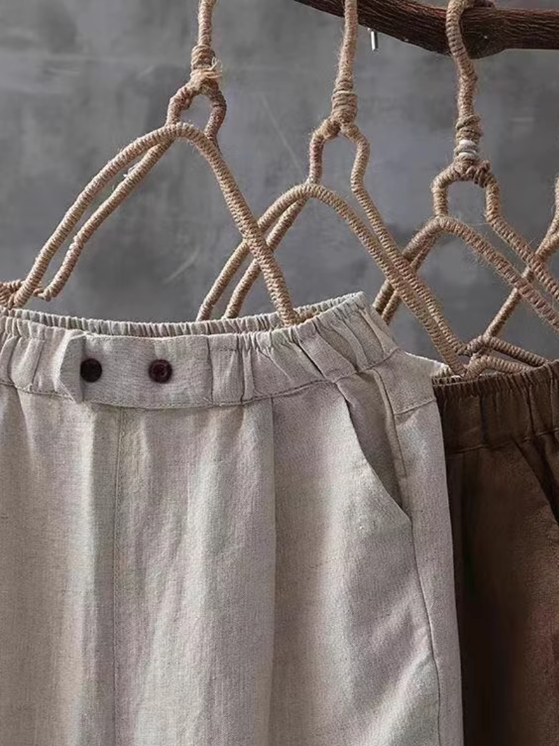 Pantalones de lino de verano para mujeres pantalones casuales delgados