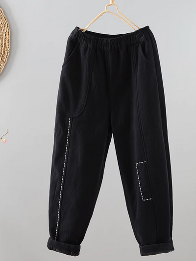 Women's Retro Literary Casual Bottoms Thickened Harem Pants