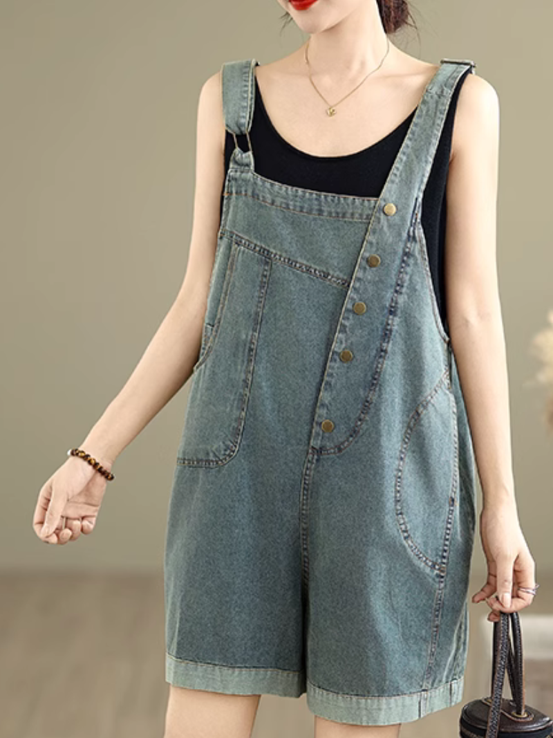 Women's fashionable Straps Baggy Style Short Bib's Dungaree