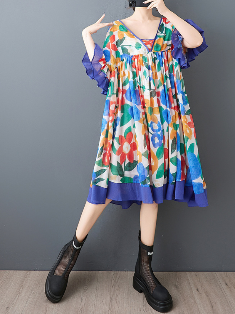Women's Cool & Stylish Beautiful Summer Floral Printed Midi- Dress
