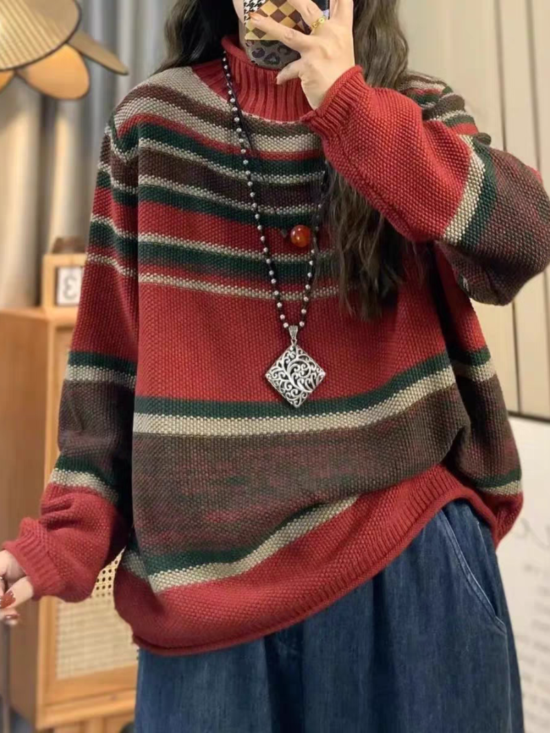 Striped Oversized Sweater in Acrylic Blend for Women, Effortless Knit