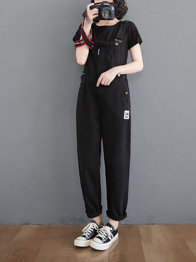 Women Comfortable And Charming Loose Bottom Dungarees