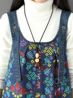 Boho Wide-Leg Denim Overalls with Vibrant Floral Print | Eva Trends