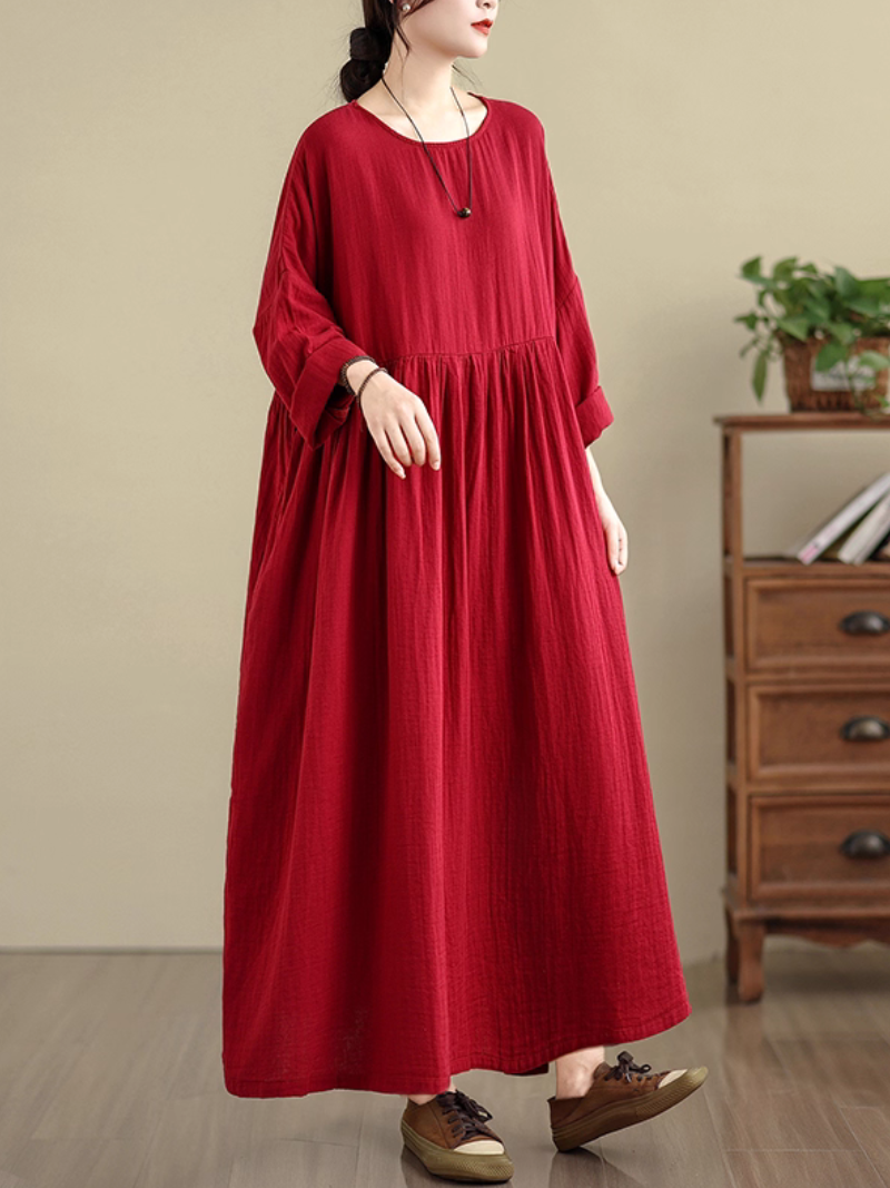 Women's Crew Neck Smock Dress