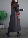Women's Fashionable Velvet Button-Up Hoodie Coat