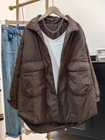 Oversized Utility Jacket with Curved Hem, Statement Pockets, Effortless Layering