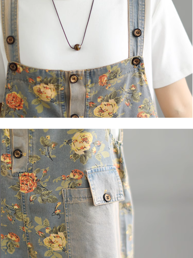 Women's Summer Lightweight Fashionable Loose Printed Overall Dungaree