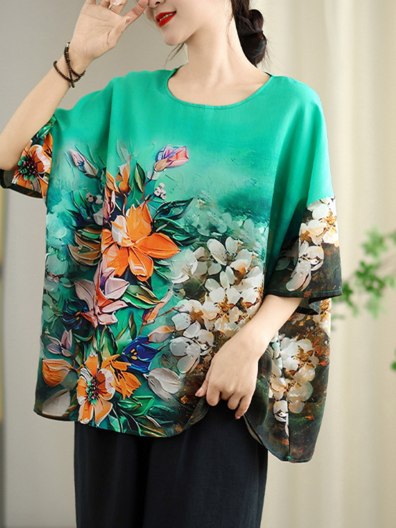From Brunch to Boardroom Floral Blouse — Flowing, Artful, Effortlessly Flattering