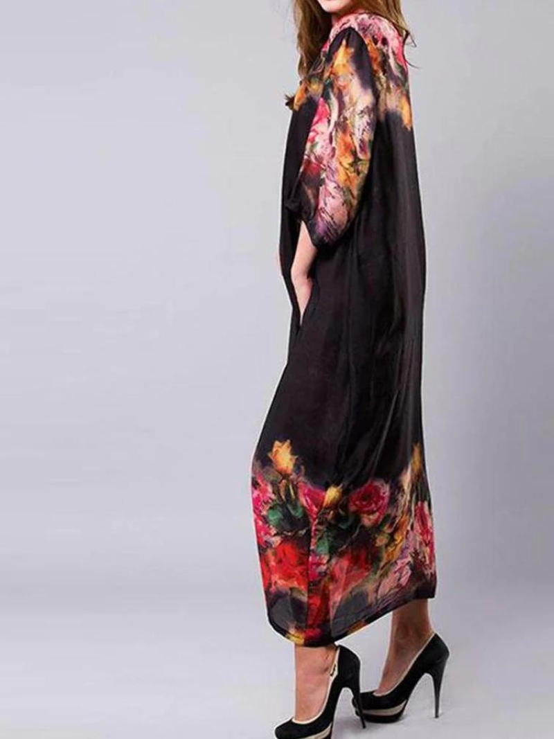 Rose Hem Silk Maxi Dress