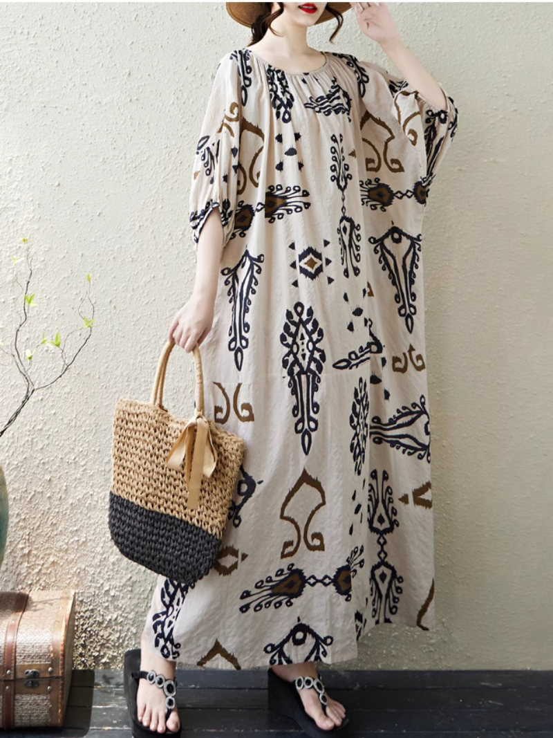 Women's  Summer Beautiful Ethnic Style Printed  Kaftan Dress