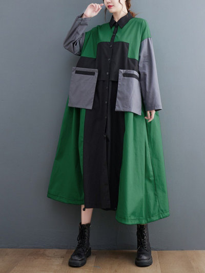 Women's Pretty Button Up Mid-Length Loose Coat With Side Pockets