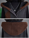 Women's Fashionable Velvet Button-Up Hoodie Coat