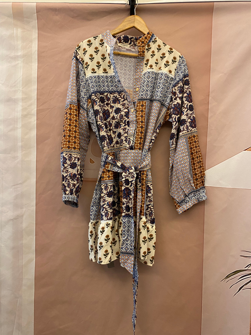 Women's Any Occasion Plant Flowers Button-Up Belted Shirt Dress