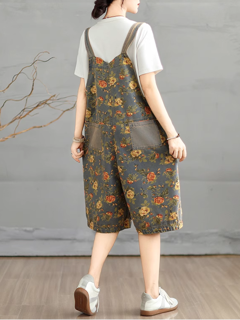 Women's Summer Lightweight Fashionable Loose Printed Overall Dungaree