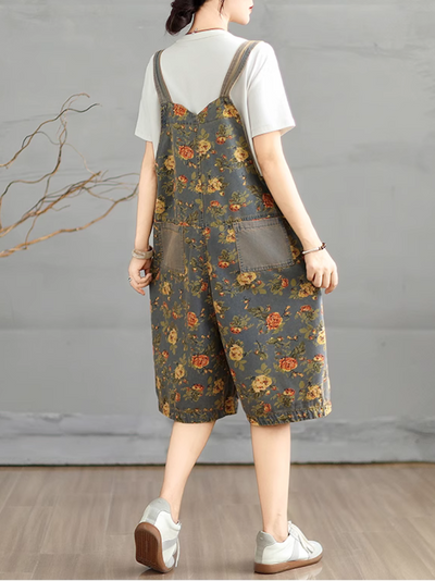 Women's Summer Lightweight Fashionable Loose Printed Overall Dungaree