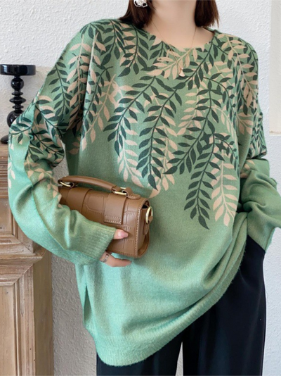 Embrace Winter's Warmth Women's Printed Fashionable Loose Sweater