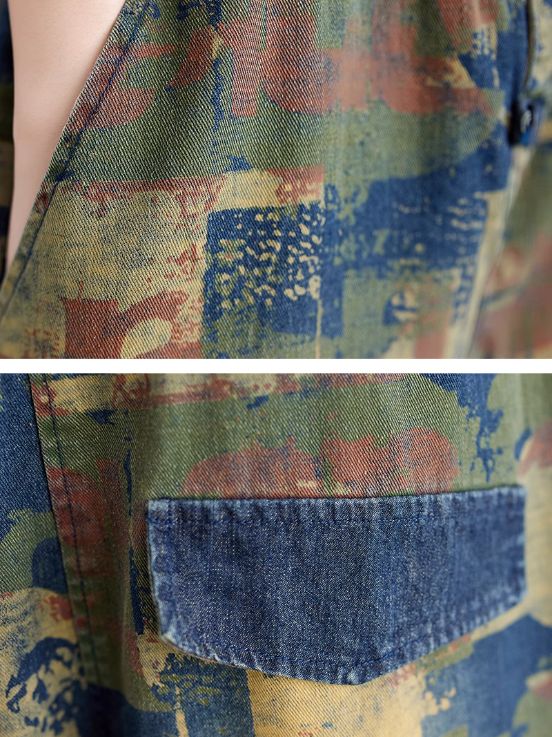Women's Stylish & Beautiful Thin Denim Printed Overall Dungaree