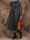 Women's Black Lapel Belt  Coat