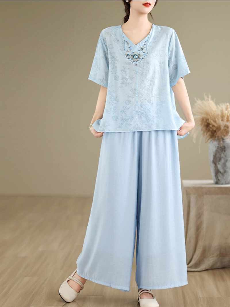 Women's Light Blue Loose Top 