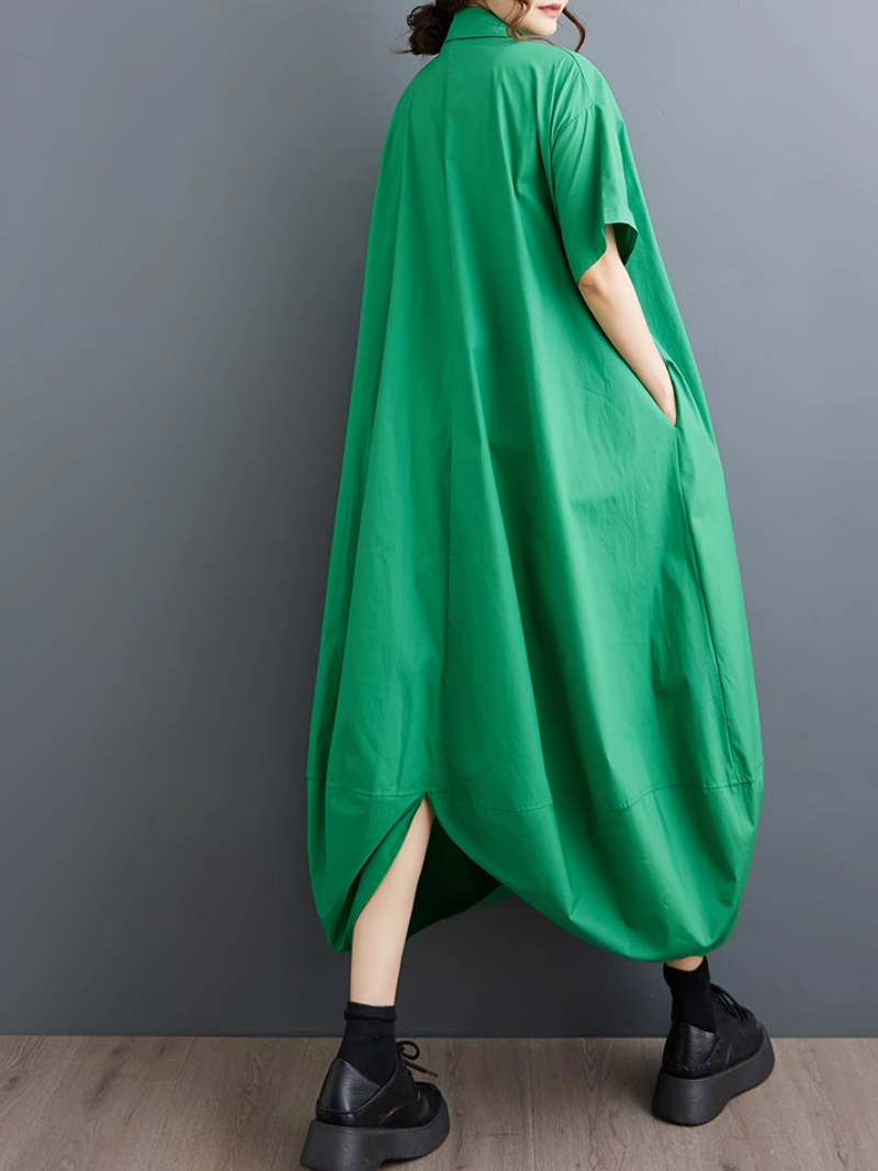 Women's Summer Stylish Loose Casual O-shaped Shirt Dress