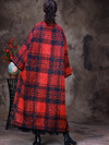 Women's Winter Classic Embroidery Button Plaid Woolen Coat