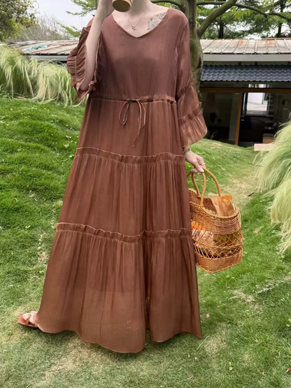Romantic Evenings and Brunches Maxi Dress — Flowy Chiffon, Effortless Elegance