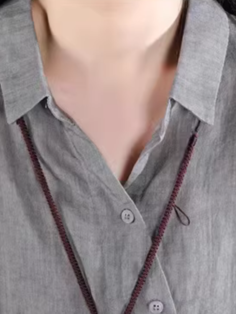 Asymmetric Longline Linen Shirt Tunic in Cotton Linen Blend, Refined