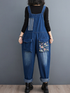 Women's Loose Casual Fashionable Embroidered Overalls Dungarees