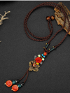 Chinese Aesthetic Ethnic Style Chain Women's Retro Hand-woven Chinese Style Ceramic Necklace Pendant