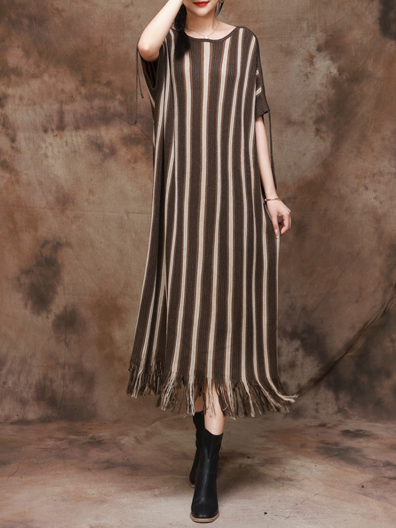 Women's coffee green large size Midi Dress