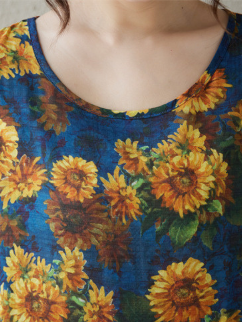 Sunflower Soft Rayon Maxi Dress for Women, Breezy Floral Summer Style