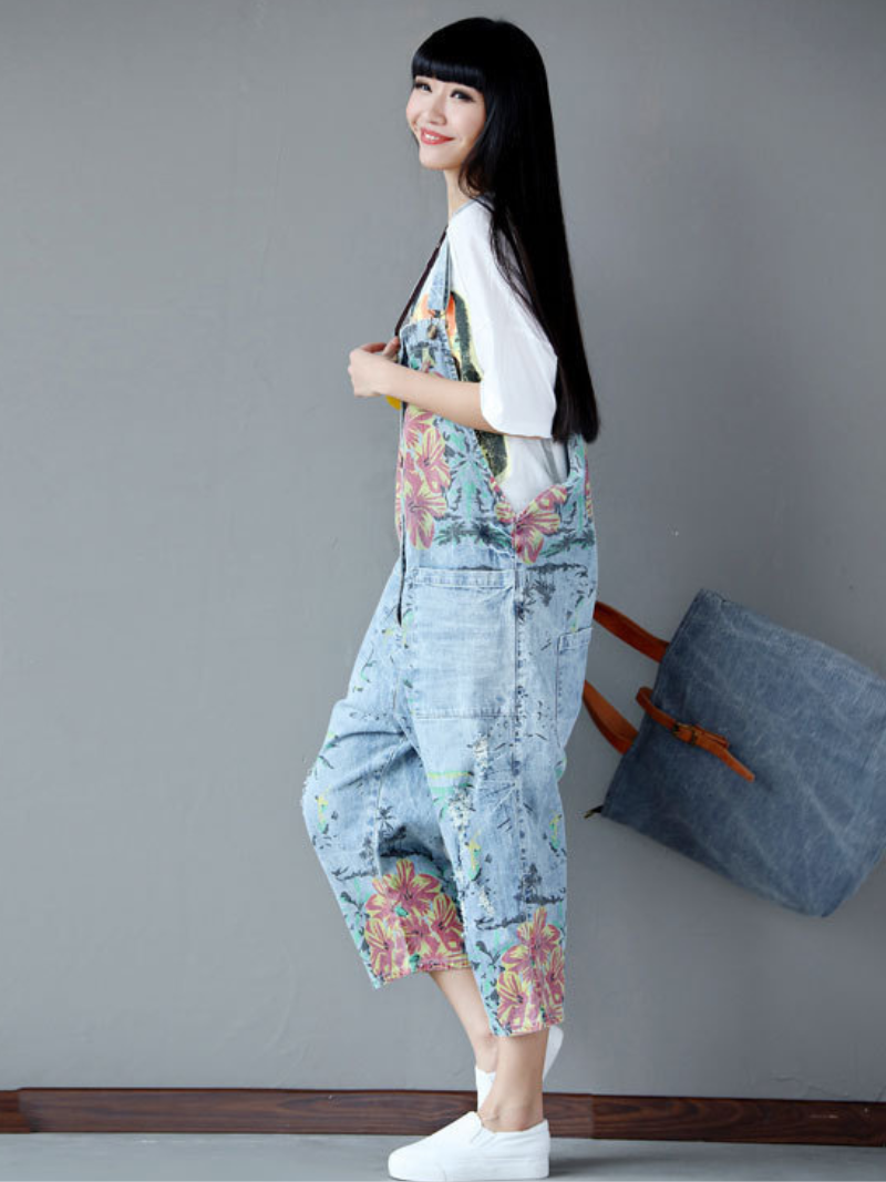 Women's Daily Wear and Outing style Printed Overall Dungarees