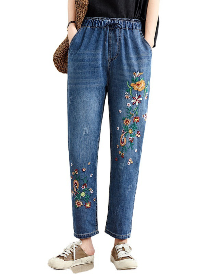 Women's Artistic Casual Embroidered Loose Harem Pants Bottom