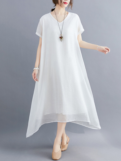 Women's White A-line Dress