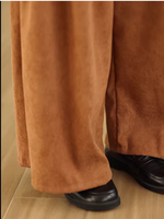 Chic Relaxed Corduroy Wide-Leg Pants with Pockets and Elastic Waist