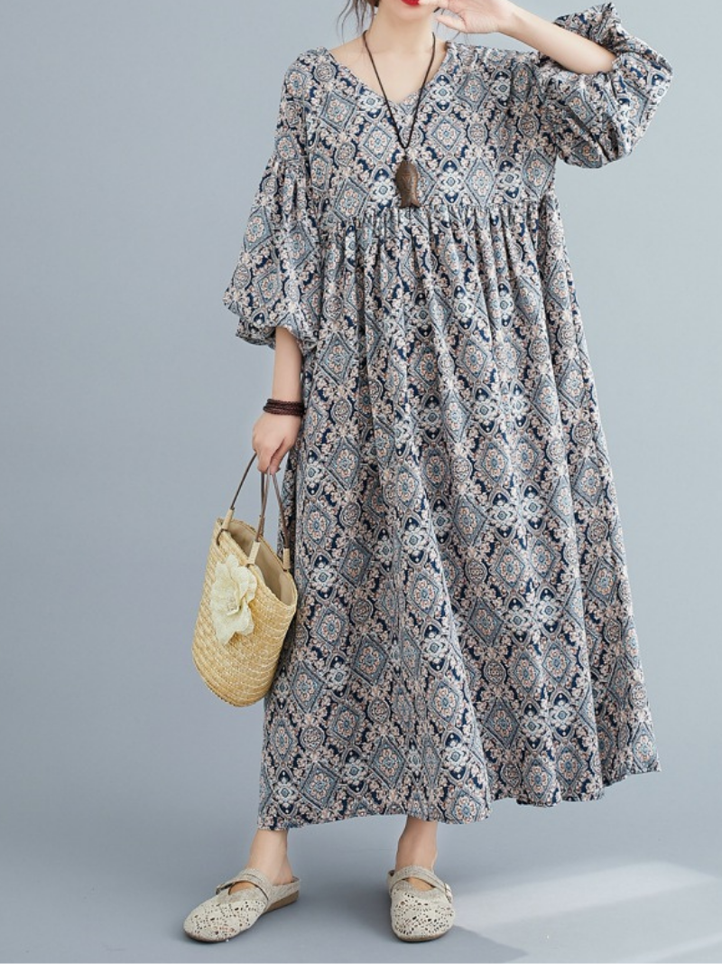 Women's Stylish Spring and Summer Printed Smock Dress