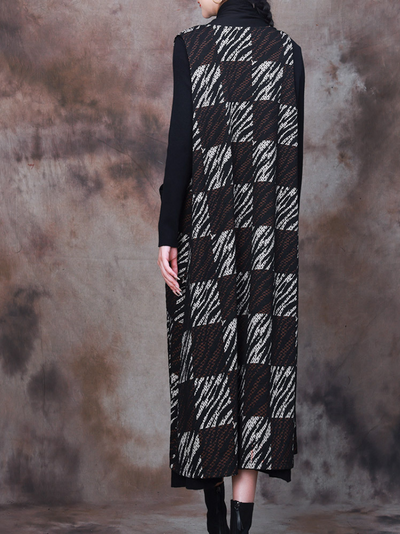 Modern Comfort Women's Printed Plaid Long Cardigan