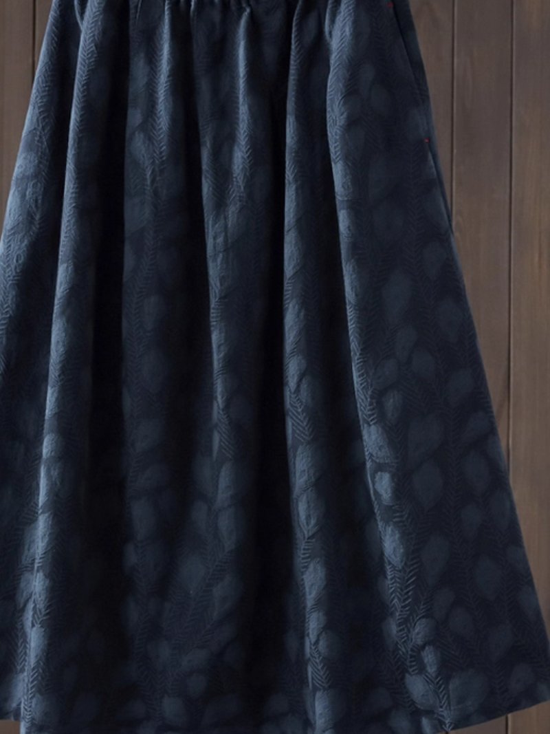 Jacquard A-Line Women's Midi Skirt with Soft Volume and Elastic Waist