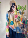 Women's Garden Party Velvet Knitted Printed Sweater