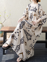 Women's  Summer Beautiful Ethnic Style Printed  Kaftan Dress