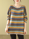 Women's Comfy & Colorful Plus Size Knitted Stripe Sweater