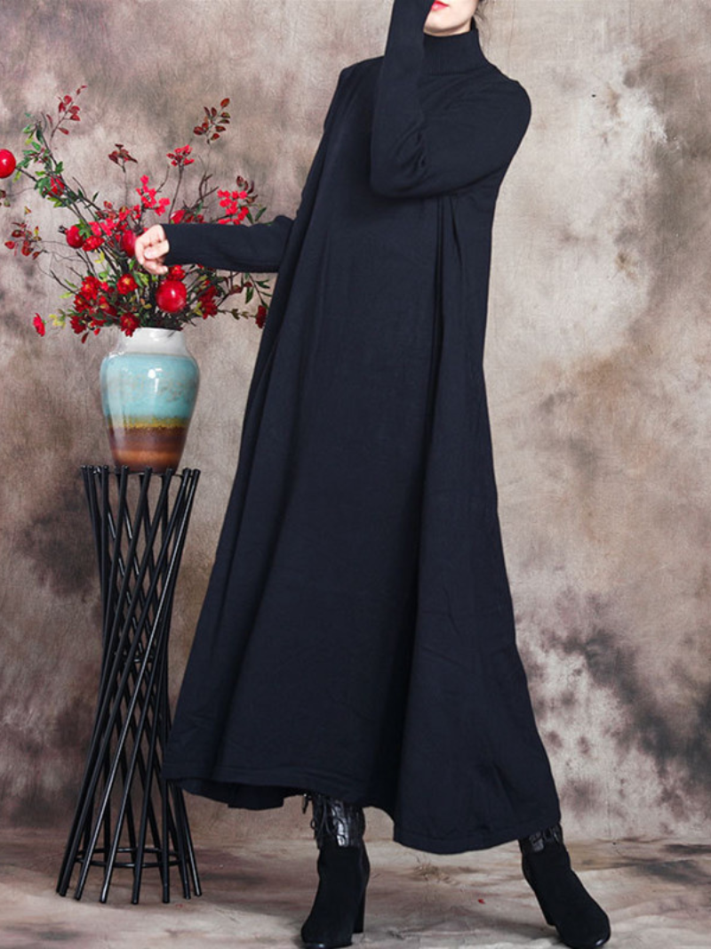 Women's Classic Retro Knitted Collar A-Line Dress